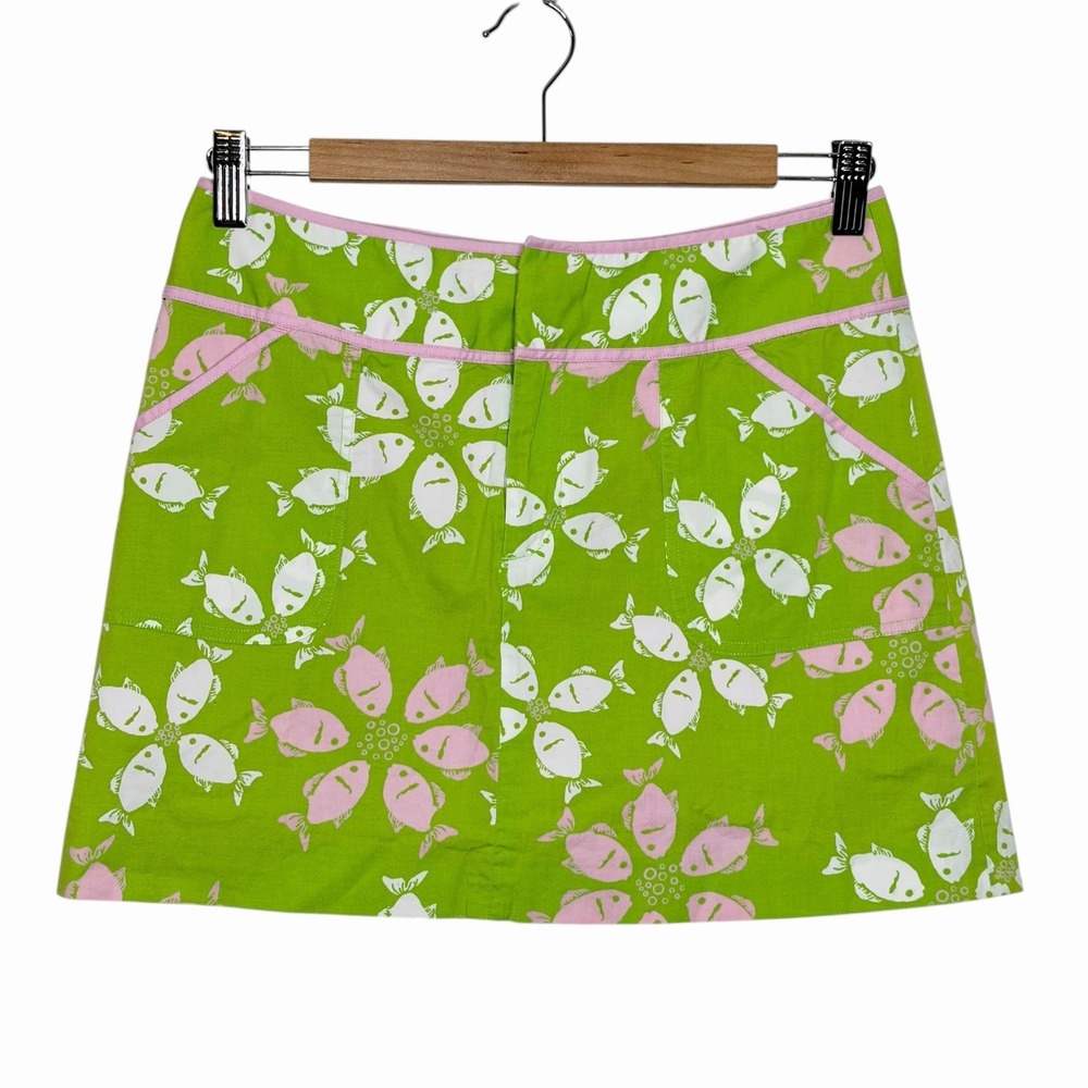 Lilly Pulitzer Vintage White Label Riding The Waves Fish Skort Womens 2